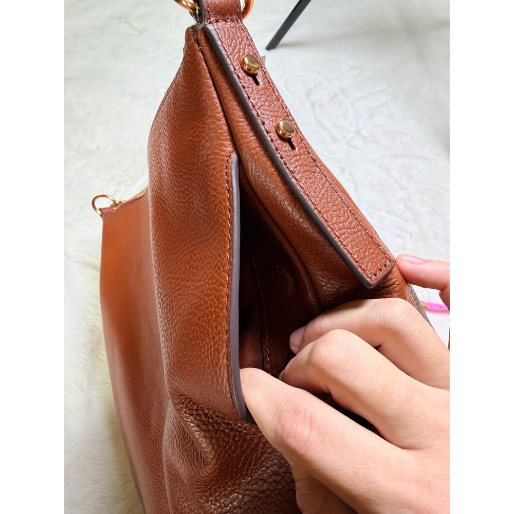 NWT Fossil Jolie Leather Slouchy Hobo Bag Brown Shoulder Strap Crossbody - Picture 10 of 11
